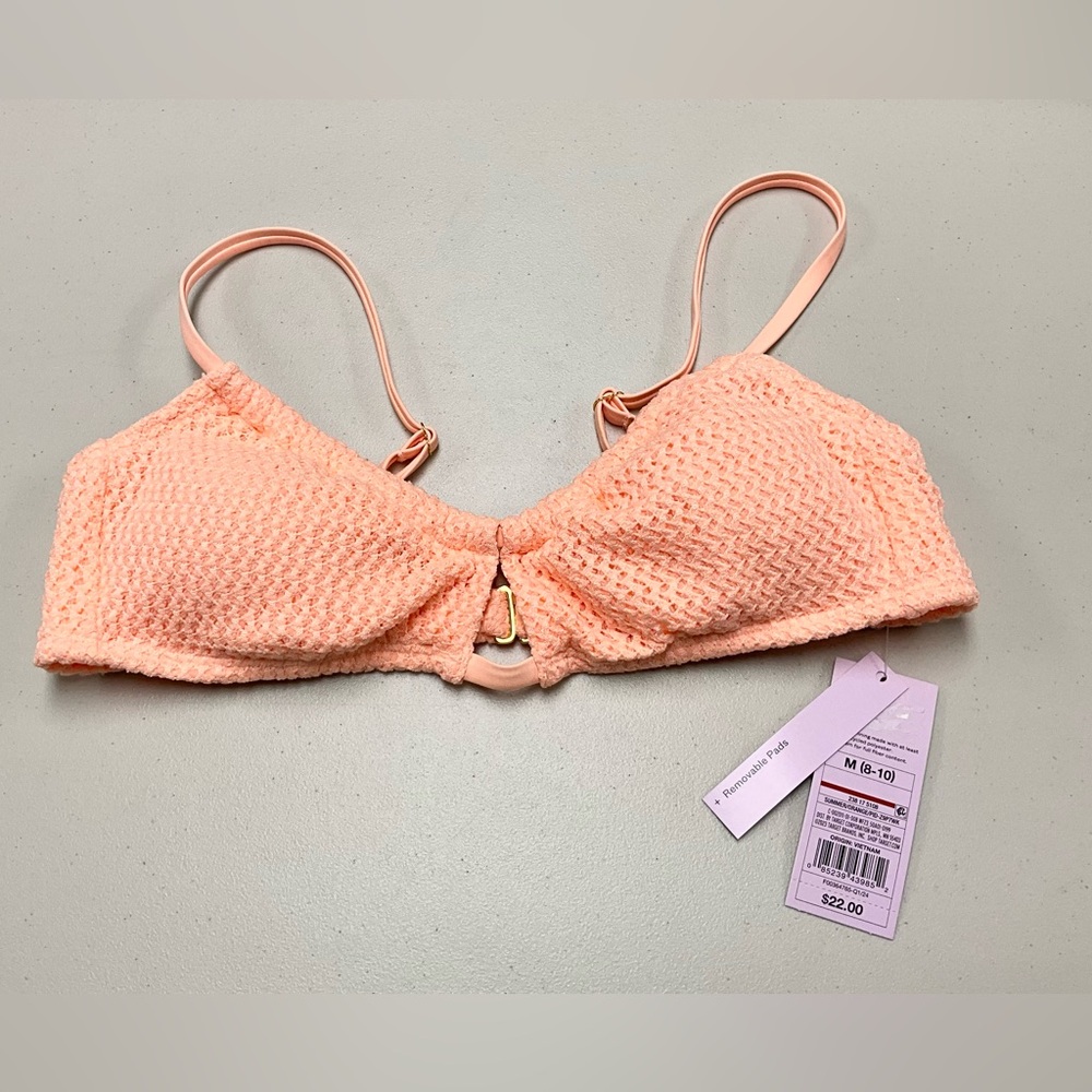 Summer Orange Textured Bikini Top